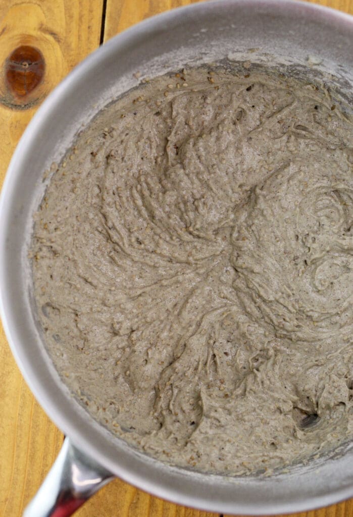 Buckwheat bread dough with sesame seeds.